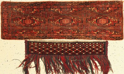 (2 Lots) Youmuth Torba antik, Turkmenistan, 19.Jhd., Wolle auf Wolle, selten, sammelwürdig(Alters und Gebruchsspuren)