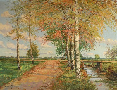 Hermann Sievers, 1884 Altona-1956 Neuenkirchen, Herbst im Moor, Öl/Lwd, links unten signiert, rückseitig betitelt, ca. 65x85cm, R. ca. 86x107cm, ...