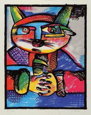 Otmar Alt, geb. 1940 Wernigerode, Farbsiebdruck, num. 3/100, handsigniert, ca. 47 x 36 cm, unter Glas, Rahmen, 73 x 58 cm