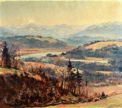 Louis Wöhner, 1888 Coburg-1958 München, Studium an der Akadmeie München, ab 1920 im Münchener Glaspalast vertreten, hier: Isartal bei Bad Tölz, ...