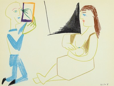Pablo Picasso, 1881-1973, Farblithographie aus Verve, Mourlot Paris 1954, ca. 24x32cm, u.Gl., R. ca. 31x41cm