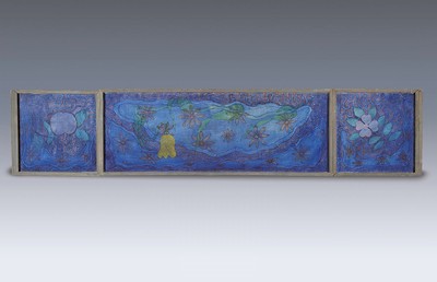 Hermann Schütte, 1893 Osnabrück-1973 Hamburg, Triptychon, Öl/Lwd, Seitenteile je ca. 24x24cm, Mittelteil ca. 24x69cm
