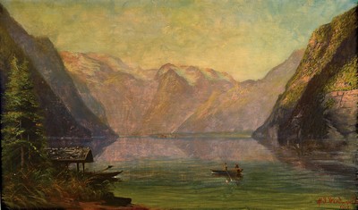 M.J. Wieduwilt, Maler des 19./20. Jh., Königsee, öl/Lwd, rechts unten signiert und dat. 1912, ca. 60x100cm, R. ca. 75x115cm