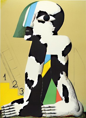 Konvolut aus 2 Werken, Horst Antes, geb. 1936, Schwarz, Weiß gefleckte Figur, Olympia, Plakat, sign., Paul Wunderlich, 1927-2010, Plakat, Olympia, ...