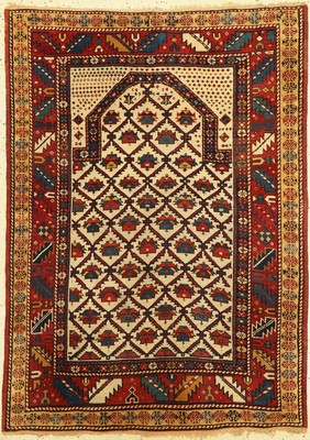 Shirvan antik Gebetsteppich, Kaukasus, Ende 19.Jhd, Wolle auf Wolle, ca. 149 x 108 cm, EHZ: 2-3