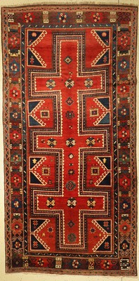 Bortschalou antik, Kaukasus, Ende 19.Jhd, Wolle auf Wolle, ca. 336 x 171 cm, EHZ: 2