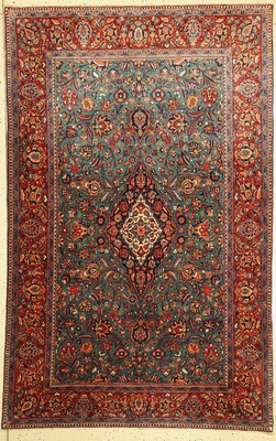 Grüner Keschan Kork fein, Persien, um 1930,Korkwolle, ca. 207 x 132 cm, EHZ: 2, (gereinigt)