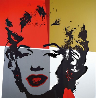 Marilyn Monroe, nach Andy Warhol, Lizenzierte Edition Sunday B. Morning, Siebdruck mit Diamantstaub, rückseitig gestempelt und num. 902/2000, 91.2 x ...