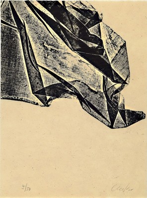 Günther Uecker, geb. 1930, Holzschnitt auf feinem Japanpapier, handsigniert und num. 9/50, stammt aus 1986 und trägt den Trockenstempel der Erker ...