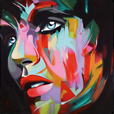 Michael Frey, zeitgenössischer Künstler aus Landau, Face, Öl/Lwd, rechts unten signiert, ca. 100x98cm