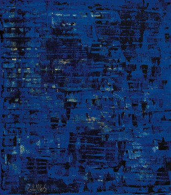 Herbert Zangs, 1924 - 2003, Acryl auf schwerer Leimholzplatte, "Blau-Schwarze Reihung", unten links signiert ( in die nasse Farbe gekratzt) ...