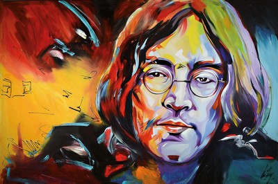 Michael Frey, zeitgenössischer Künstler aus Landau, John Lennon, Öl/Lwd, rechts unten signiert, ca. 100x150cm