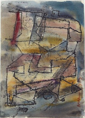 Albert Hennig, 1907 Leipzig-1998 Zwickau, Abstrakte Komposition, Tusche und Aquarell auf Papier, links unten signiert und dat. 73, ca. 10x15cm, PP, ...