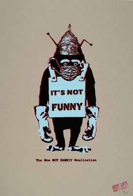 NOT BY BANKSY BY NOT NOT BANKSY, "It´s Not Funny", Farbsiebdruck auf Pappe, 2020, rechts u. num. 15/75, verso sign., Stempel, inkl. ...