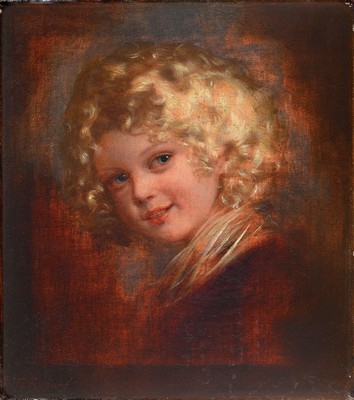Theodor Recknagel, 1865 - 1945 München, Kinderporträt, gekonnte Lichtführung und meisterliches Inkarnat, li. u. rot signiert, altersbedingt ...