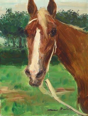 Otto Dill, 1884 Neustadt-1957 Bad Dürkheim, Pferdekopf, Öl/Holz, rechts unten signiert, ca. 40x30cm, R. ca. 52x42cm