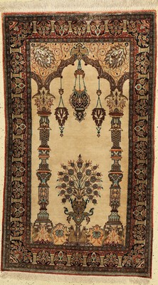 Ghom Seide alt, Persien, ca. 60 Jahre, reine Naturseide, ca. 135 x 79 cm, EHZ: 2