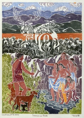 Friedrich Teepe, Osnabrücker Künstler 1929 - 2012, drei Linolschnitte: "Syrinx", " Diana im Bade" und "Daphne", alle ...
