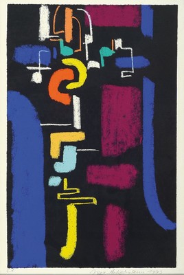 Max Ackermann, 1887-1975, Farblithographie, handsigniert und dat. 1973, bez.: E.A., ca. 48x31cm, u.Gl., R. ca. 61x44cm