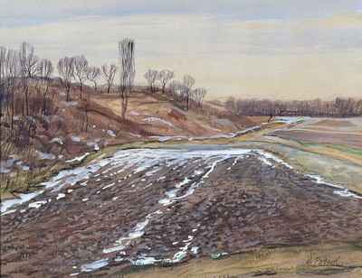 Werner Brand, geb. 1933 Löbau, lebt und arbeitet in der Pfalz, Die Teufelskanzel bei Jockgrim, Aquarell auf Papier, rechts unten signiert, ca. ...