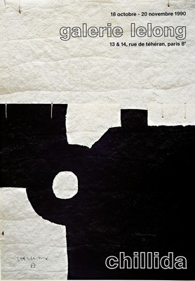 Eduardo Chillida, 1924-2002, Plakat, Galerie Lelong, Paris 1990, mit Silberstift handsign., ca. 71x45 cm, gebrsp.