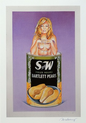 Mel Ramos, 1935-2018, Farboffsetlithografie, "Barlett Pears" ,handsigniert, es existieren nur wenige handsignierte Exemplare, ca. 54 x 38cm ...