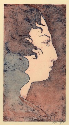 Horst Janssen,1929-1995, Farbradierung von zwei Platten gedruckt, handsigniert, num. 80/100, Blattgr. 52 x 31 cm, aus 1992, unter Glas, Rahmen: 73 x ...