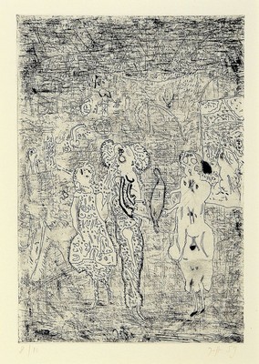 Horst Janssen,1929-1995, Radierung auf Büttenkarton, handsigniert und num. 8/10, kleine Auflage, aus 1959, datiert, WVZ: Brockstedt R 119, Vogel ...
