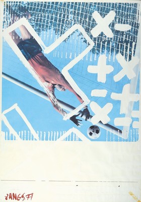 Herbert Zangs,1924-2003, Plakatübermalung, Acrylfarbe über Offset, handsigniert und dat. 77, leichte Altersspuren, 84x 59.5 cm, unter Glas, Rahmen: ...