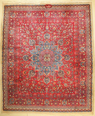 Mesched alt Signiert(Saber), Persien, um 1950, Wolle auf Baumwolle, ca. 392 x 328 cm, EHZ: 2