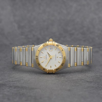 OMEGA Constellation Damenarmbanduhr, Schweiz 1996, quarz, Edelstahl/Gold komb., 2-teil. Gehäuse, Boden gedr., Gliederbd. m. Faltschl.,Goldlünette ...