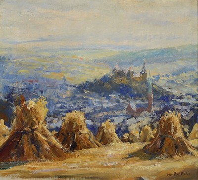 Otto Pippel, 1878 Lodz-1960 Planegg, Mylau im Vogtlande, rückseitig auf Künstleretikett so betitelt, Öl/Lwd, rechts unten signiert, rückseitig ...