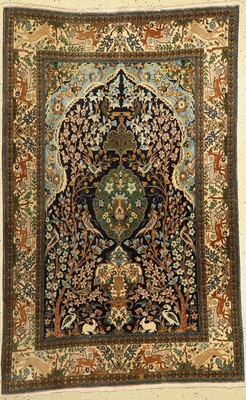Ghom Kork, Persien, ca. 50 Jahre, Korkwolle, ca. 202 x 127 cm, EHZ: 2, (leicht verzogen),gereinigt