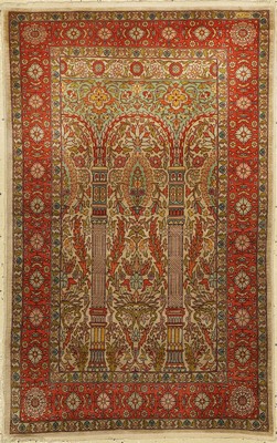 Hereke Seide fein Signiert, Türkei, um 1950, reine Naturseide, ca. 115 x 74 cm, EHZ: 3