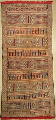 Marokkanische Kelim, ca. 50 Jahre, Baumwolle, ca. 263 x 120 cm, EHZ: 2