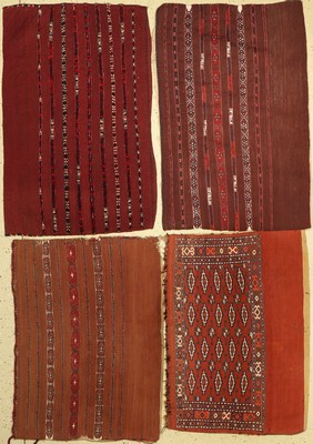Konvulut aus 4 Lots, Turkmenistan, um 1940,Wolle auf Wolle, ca. 120 x 80 cm, EHZ: 2-3
