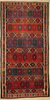 Schirwan Kelim alt, Kaukasus, um 1960, Wolle auf Baumwolle, ca. 330 x 167 cm, EHZ: 2-3