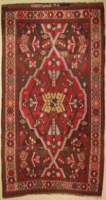 Schirwan Kelim alt, Kaukasus,datiert um 1951, Wolle auf Wolle, ca. 313 x 168 cm, EHZ: 2