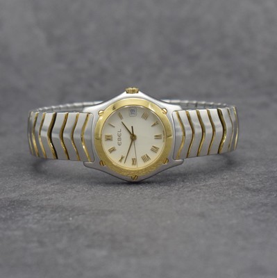 EBEL Sport Classique Damenarmbanduhr, Schweiz um 2005, quarz, Edelstahlgeh. mit Goldlünette, Gliederband m. dopp. Faltschl., cremefarb. Zifferbl. m. ...