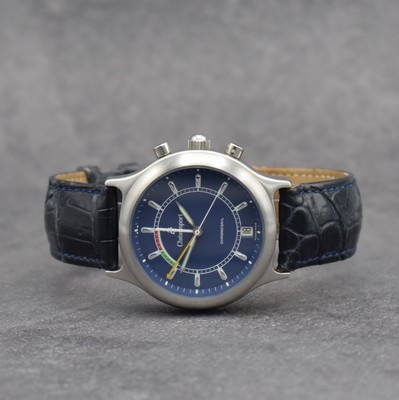 CHRONOSPORT Chronosail Herrenarmbanduhr mit Regatta-Chronograph Kal. Lemania 5270, Schweiz um 1997, Handaufzug, Edelstahlgeh., Boden geschr., blaues ...