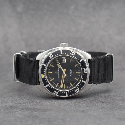 ETERNA-MATIC Kontiki Super Herrenarmbanduhr Ref. 633.1018.41, Schweiz um 1970, Automatik, massives verschr. Geh., Boden m. Widmung in hebräisch, ...