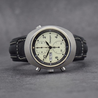 CHRONOSPORT seltener Armbandchronograph Nr. 100 mit Bodengravur von Helmut Sinn, Automatik, Schweiz um 2004, Ref. 70.50 LL, Edelstahlgeh. inkl. Sinn ...