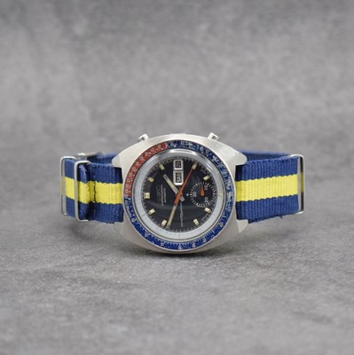 SEIKO sog. POGUE Herrenarmbanduhr mit Schaltradchronograph Referenz 6139-6002, Japan um 1975, Automatik, massives Edelstahlgeh. m. geschr. Boden, ...