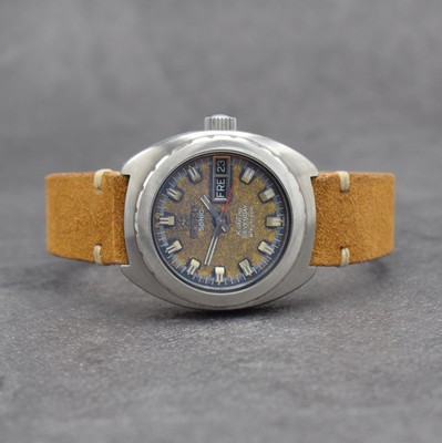 ETERNA SONIC Kontiki SEVENDAY electronic Armbanduhr, Schweiz 1970er Jahre, Ref. 131FTT, massives Edelstahlgeh., Boden m. zentraler Goldplakette & ...