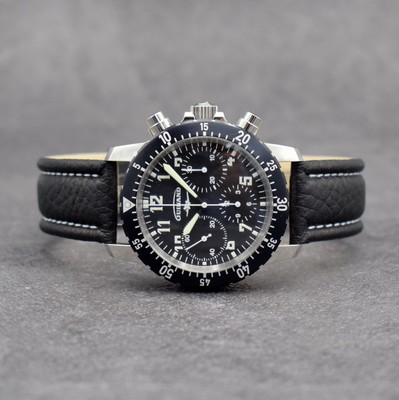 GUINAND seltener Armbandchronograph, Automatik, Deutschland um 2018, auf 102 Stück limitiertes Sondermodell in Edelstahl inkl. orig. Lederband m. ...