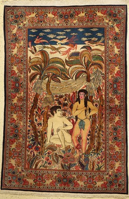 Keschan Kork (Adam & Eva), Persien, um 1940, Korkwolle, ca. 190 x 128 cm, EHZ: 2