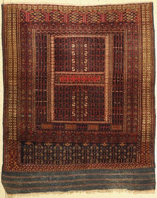Saryk Engsi antik, Turkmenistan, Ende 19.Jhd, Wolle mit Seide, ca. 168 x 138 cm, EHZ: 3