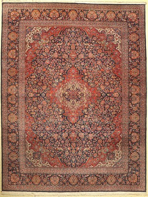 Feiner Kork Keschan, Persien, um 1940, Korkwolle geknüpft auf Baumwolle, ca. 356 x 274 cm, EHZ: 2(guter Zustand)