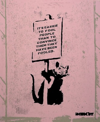 Banksy by Not Banksy, "Operation Saturation or is it possible to Milk A Dead Rat", verso sign., num. 153/300, Stempel, ca. 50 x42 cm, inkl. ...