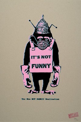 Banksy By Not Banksy, "It´s Not Funny", Farbsiebdruck/Pappe, 2020, recht unten num. 57/100, verso sign, und Stempel, ca. 60x42 cm, inkl. ...